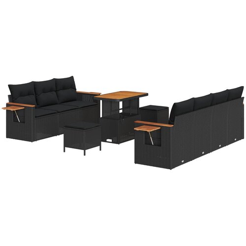 Sjedeća garnitura za vrt 13 kom. 9-Broj sjedala Crna poliratan 234 x 179 x 85 cm Slike