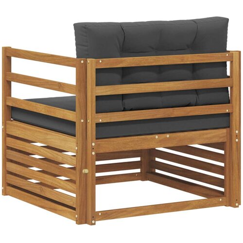  Set vanjskih sofa Čvrsto drvo akacije i poliester Prirodna - Prirodno i antracit vodoravne letvice Slike