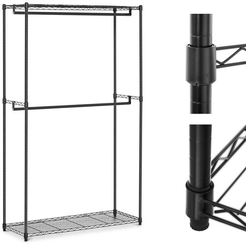 Royal Catering Žično stojalo za oblačila za garderobo 2 polici 2 obe&amp;scaron;alnika 120 x 45 x 199,5 cm do 200 kg, (21275790) Slike