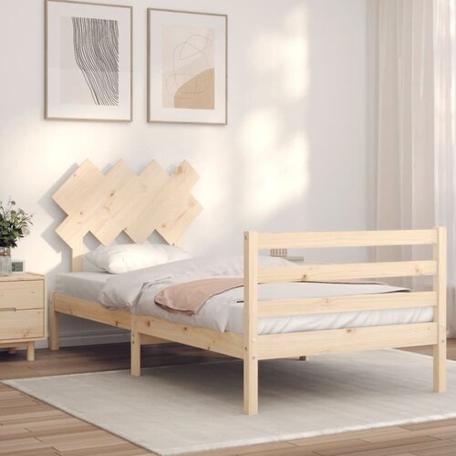 VidaXL Okvir kreveta s uzglavljem 90 x 200 cm od masivnog drva Slike