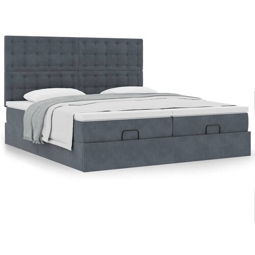 VidaXL Otomanski posteljni okvir z vzmetnicami siv 200x200cm žamet Slike