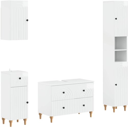  Set kupaonskih ormara od 4 dijela ALKMAAR Bijela visokog sjaja Cijene