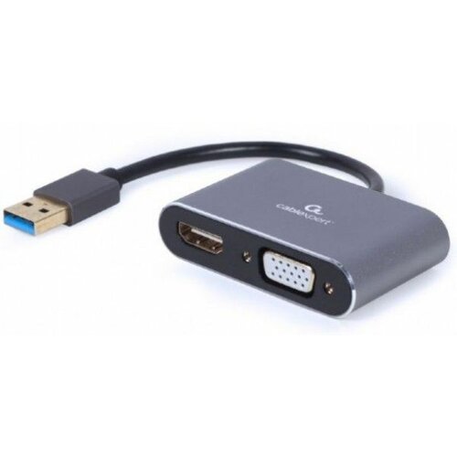 Gembird A-USB3-HDMIVGA-01 USB to HDMI + VGA display adapter, space grey 42547 Slike