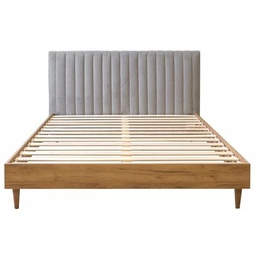 Bobochic Paris Svetlo siva/naravna zakonska postelja z letvenim dnom 160x200 cm Oceane –