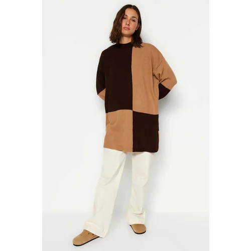 Trendyol Camel Brown Color Block Knitwear Sweater