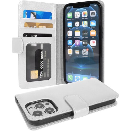 Cadorabo Ohišje, združljivo z Apple iPhone 13 PRO v snežno bela - Zaščitni ovitek z magnetnim zapiranjem in 3 režami za kartice, (20552988) Cene