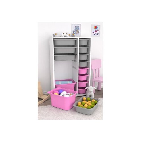 Hanah home Višenamjenska komoda Rine 2D4K8U, 69,5 x109 x30 cm, Bijelo-sivo-roza Cene