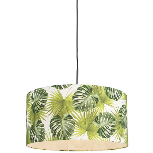 QAZQA Botanična viseča svetilka črna s senčilom Leaf 50cm - Combi 1 Cene