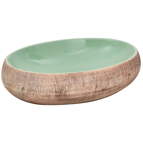 Maison Chic Umivalnik - Kopalna umivalnik Nadpultni zelen in rjav ovalen 59x40x15 cm keramika, (21684591) Cene