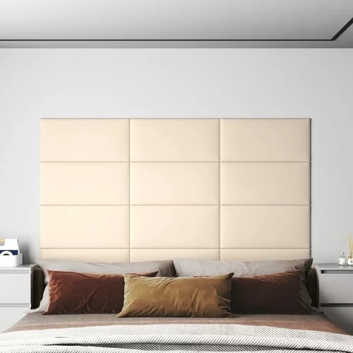 vidaXL Stenski paneli 12 kosov krem 60x30 cm žamet 2,16 m²