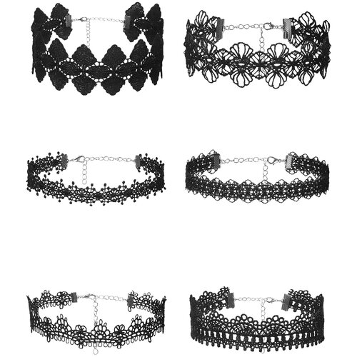 SuperLove Sexy Lace Choker Set Black 6pcs Slike