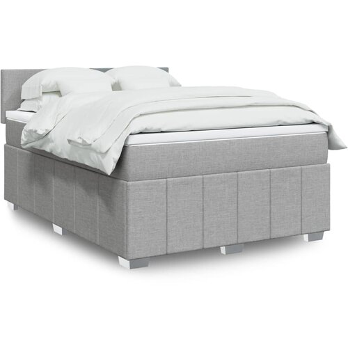 VidaXL Krevet s oprugama i madracem svjetlosivi 140x190 cm od tkanine Slike