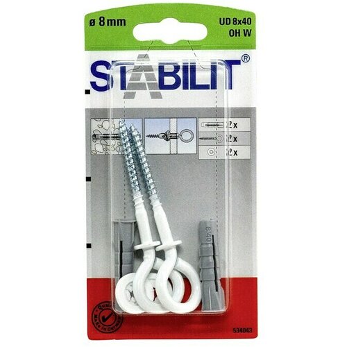 STABILIT Set univerzalnih zidnih vložkov (Premer zidnega vložka: 8 mm, Dolžina zidnega vložka: 40 mm, 2 kos, S kavljem) Cene