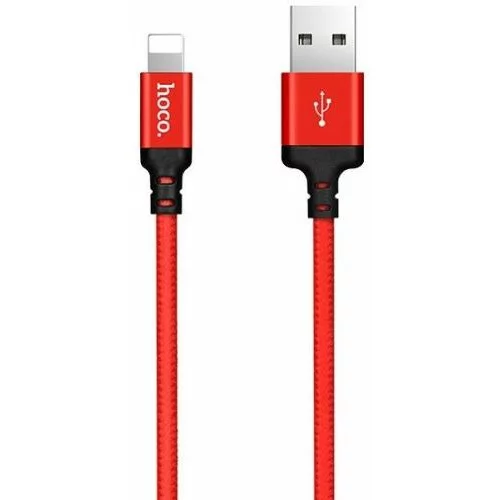 Hoco podatkovni kabel X14 Lightning na USB 1m 3A rdeč pleten