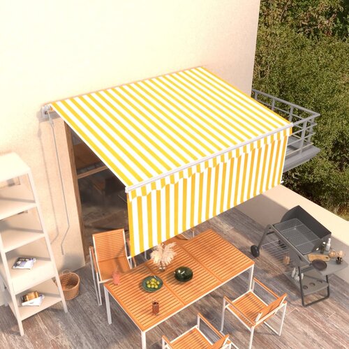 VidaXL Avtomatsko zložljiva tenda s senčilom 3,5x2,5 m rumena in bela Slike