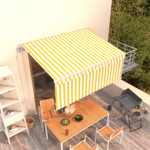 vidaXL Avtomatsko zložljiva tenda s senčilom 3,5x2,5 m rumena in bela