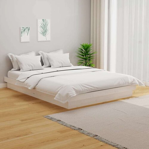 Posteljni okvir bel iz trdnega lesa 120x190 cm 4FT, (20601201) Slike