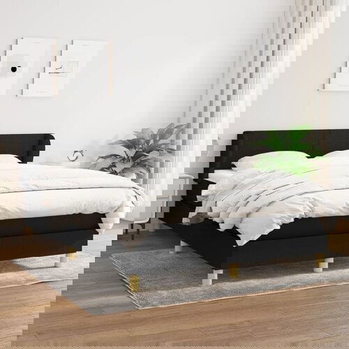 VidaXL Krevet s oprugama i madracem crni 140 x 190 cm od tkanine Slike