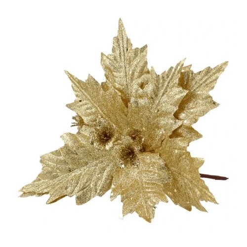 Festa Blossom, novogodišnji cvet, zlatno, gliter, 28cm Cene