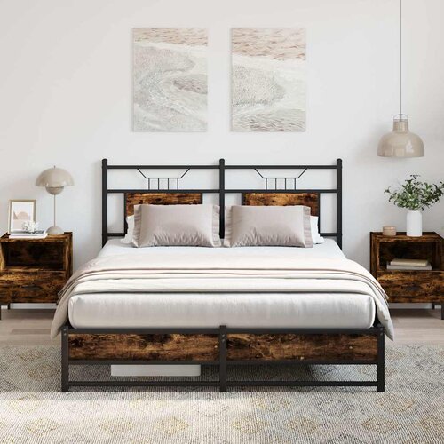 vidaXL Posteljni okvir brez vzmetnice hrast 140x200 cm inženirski les Cene