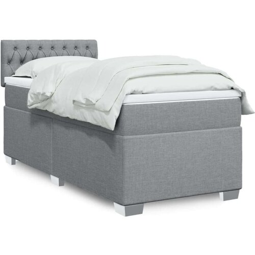 vidaXL Box spring postelja z vzmetnico svetlo siv 100x200 cm blago Cene