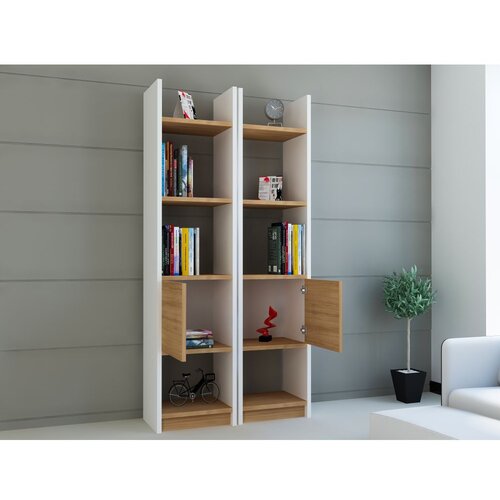 Woody Fashion Polica za knjige Esbi 102 White Teak Cene