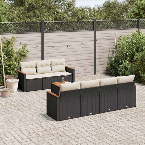  8-dijelni set vrtnih sofa od poliratana s jastucima crni Slike