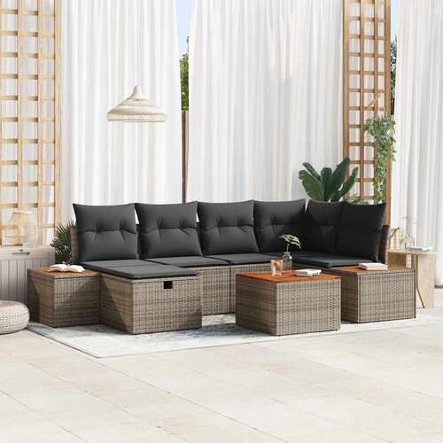  Sjedeća garnitura za vrt 7 pcs Siva 55 x 62 x 69 cm Poli ratan Cijene