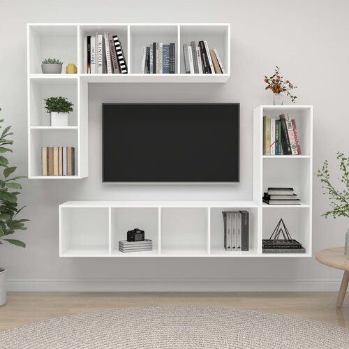 vidaXL 4-dijelni set TV ormarića bijeli od iverice Cijene