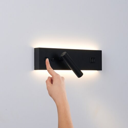  Brilagi-LED Zidno reflektorsko svetlo sa USB portom NOCTIS LED/3W/230V+LED/9W crna Slike
