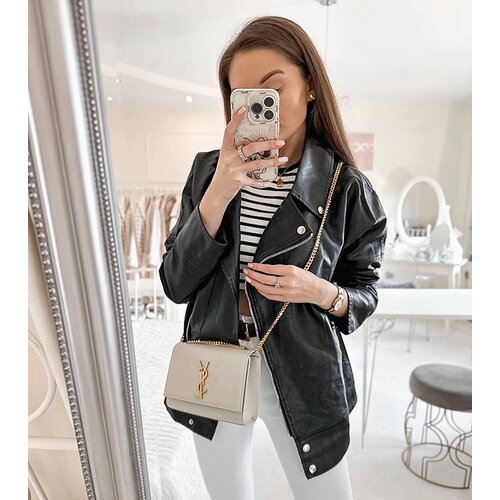 Gemre Black faux leather biker jacket Quennel Cijene