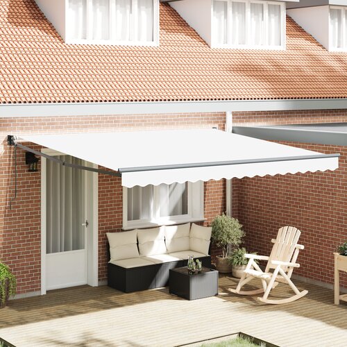 VidaXL Avtomatska retractibilna tenda Bela 400x300 cm, Nadomestno platno za tendu 4x3 m Bela Slike