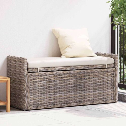  Klupa za pohranu s jastukom Siva 110 x 40 x 50 cm Ratan Cijene