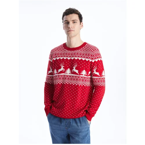 LC Waikiki Men's Crew Neck Long Sleeve Christmas Theme Knitwear Sweater