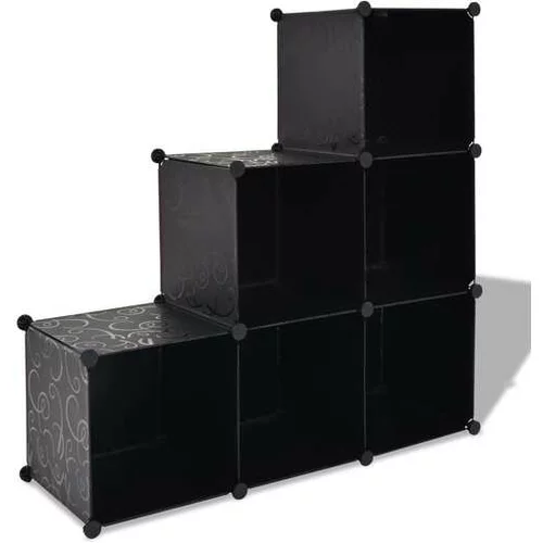  Kockasta omarica za shranjevanje s 6 predelki črna