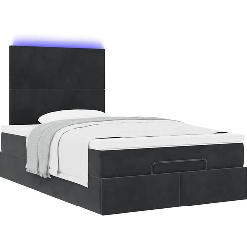  Otomanski krevet s madracima&amp;amp;LED crni 120x200cm bar&amp;scaron;unasti Slike