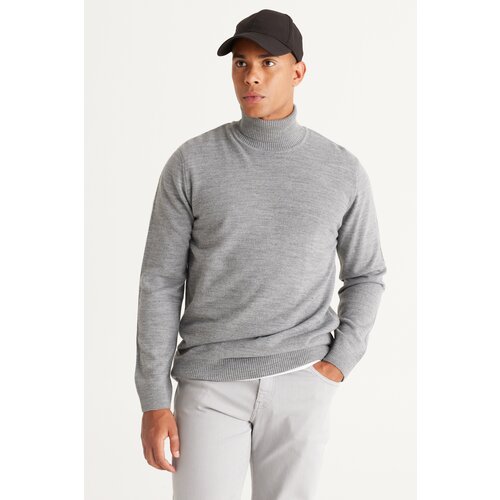 ALTINYILDIZ CLASSICS Men's Gray Melange Standard Fit Normal Cut Anti-Pilling Full Turtleneck Knitwear Sweater. Cene