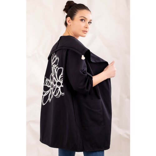 armonika Women's Black Back Floral Printed Seasonal Jacket Slike