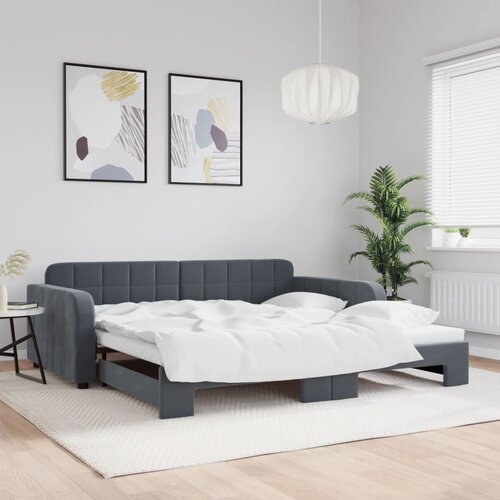 VidaXL Izvlečna dnevna postelja temno siva 100x200 cm žamet Slike