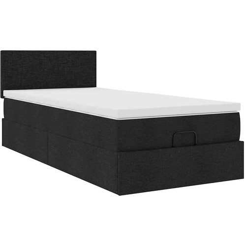 VidaXL Otomanski krevet s madracem crni 100x200 cm tkanine Slike