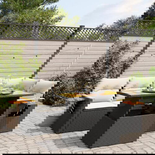 vidaXL 5-dijelna vrtna garnitura od poliratana s jastucima crna Cijene