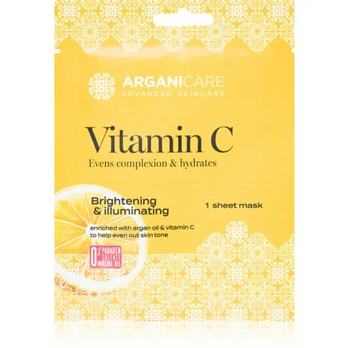 Arganicare Vitamin C Sheet Mask maska iz platna s posvetlitvenim učinkom z vitaminom C 1 kos