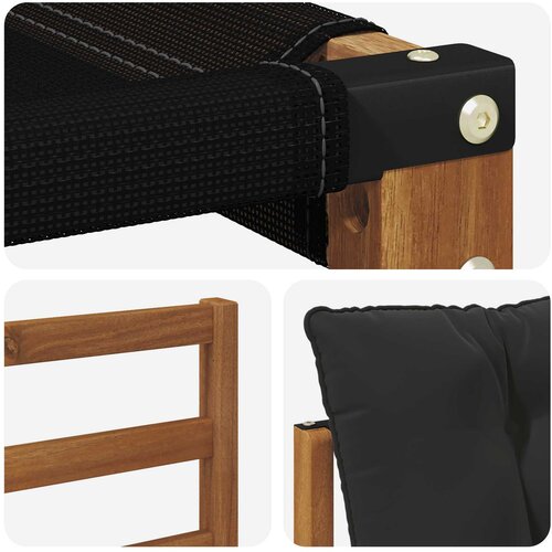  Set vanjskih sofa s jastukom 3 pcs Prirodna i crna Slike