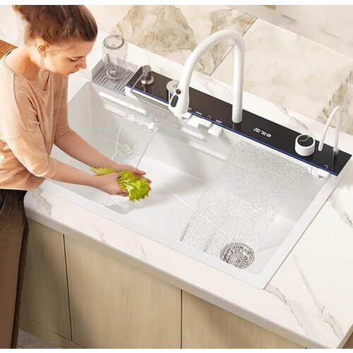  Luksuzni sudoper za kuhinju ELITE EDITION KS2199 - Premium linija Bijela - crni bar, 68 cm Slike