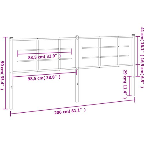  Metalno zamjensko uzglavlje crno 200 cm Slike