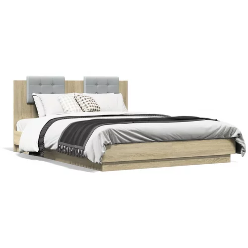 vidaXL Okvir za krevet s uzglavljem boja hrasta 140x200 cm drveni