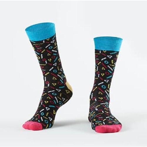 Fasardi Men's black socks with geometric figures Slike