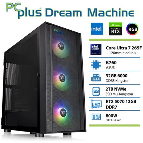PCPLUS Dream Machine Ultra 7 265F/32GB/2TB/RTX 5070 12GB gaming namizni računalnik, (21951708) Slike