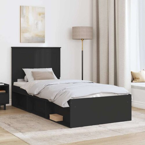  Okvir za krevet Crna 90 x 200 cm Čvrsto borovo drvo Slike