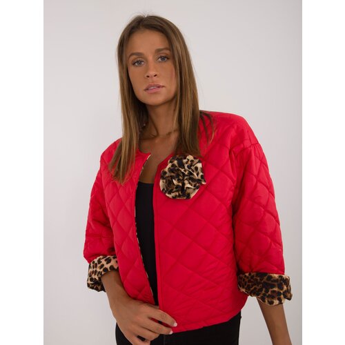 Fashion Hunters Red short transitional jacket with stitching Slike